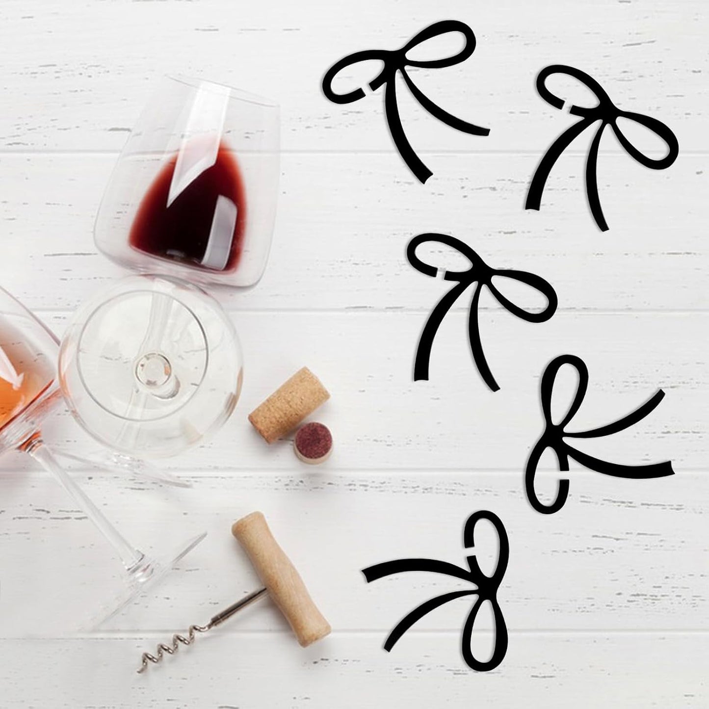 Drink Tags Coquette Bow Drink Markers 16 Pcs Bachelorette Party Favors Wine Glass Charms Bow Cup Acrylic Tags Birthday Party Decorations Black