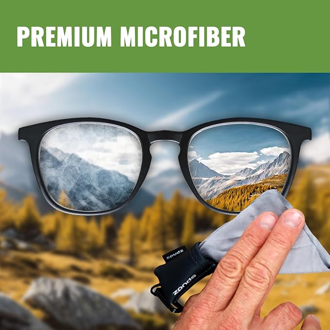 SPUDZ Classic Microfiber Lens Cleaner – Clip-On Pouch, Washable – for Binoculars, Scopes, Glasses, Screens | Red, 6 x 6 Inch