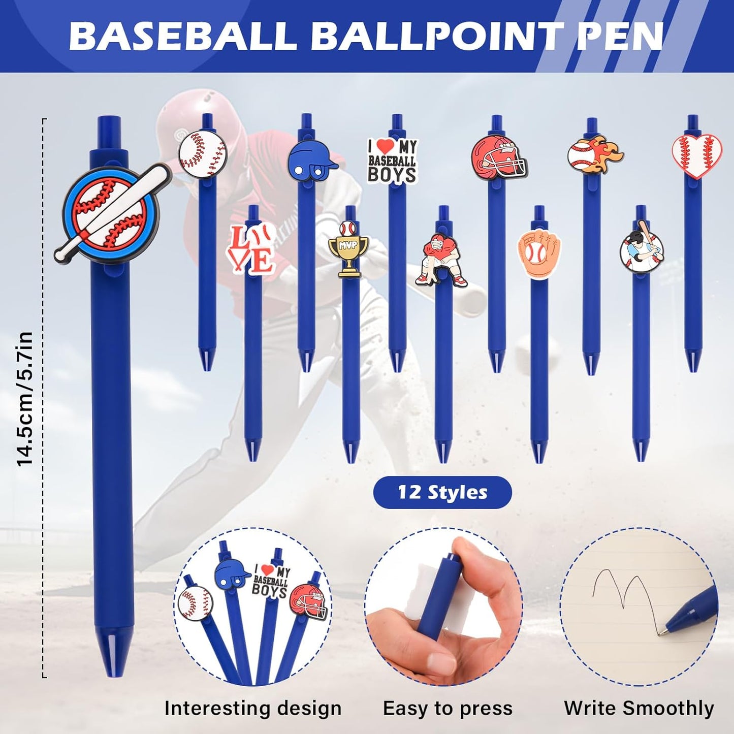 LiYiQ 72 Pcs Baseball Party Favors Baseball Team Gifts Baseball Goodie Bags Stuffers Baseball Ballpoint Pens Bookmark Card and Silicone Bracelet