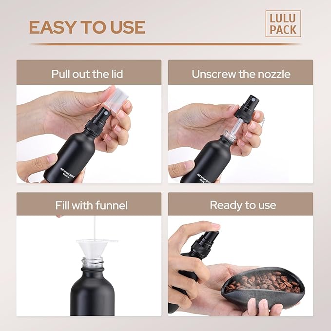 Coffee Dosing Cup with 60ml Spray Bottle - Espresso Bean Mister for Water Spritzer - Measuring Scale Cups for Dose Tray - Coffee Accessories Kit for Sprayer Atomizer Glass Black
