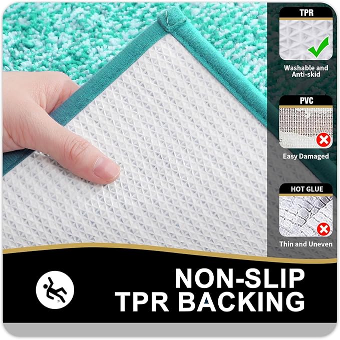 OLANLY Bathroom Rugs 36x24, Extra Soft and Absorbent Microfiber Bath Mat, Non-Slip, Machine Washable, Quick Dry Shaggy Bath Carpet, Suitable for Bathroom Floor, Tub, Shower (Large, Green)