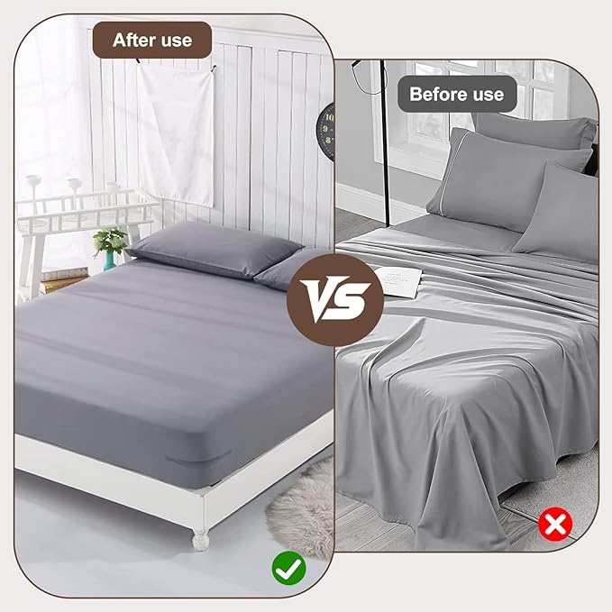 Dyale Bed Sheet Holders, Heavy Duty Straps for Fitted Sheets, Secure Fasteners for Twin Queen King Mattress Sizes (Grey)