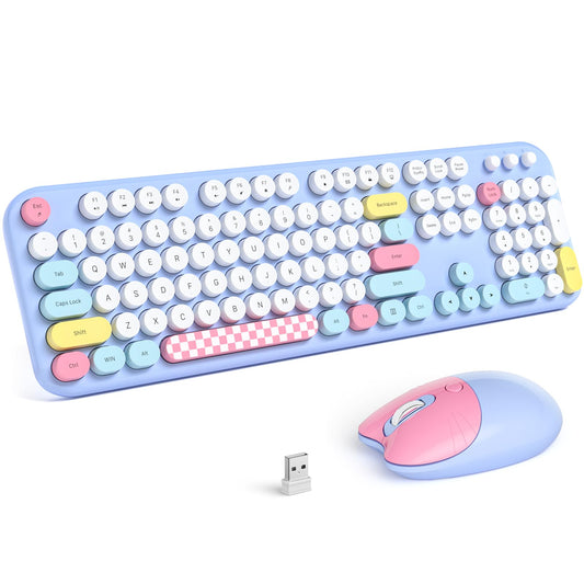 Atelus Wireless Keyboard and Mouse  Typewriter Full Size Keyboard with Number Pad and 2 in 1 USB Connected Mouse for Mac  Windows 7/8/10  Laptop  Desktop  PC  Computer-New