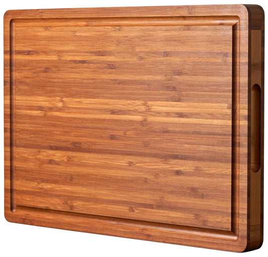 Allsum XL Cutting Board for Kitchen, 20x15" Extra Large, 1" Thick Bamboo Wood Butcher Chopping Block, Cheese Board, Durable Reversible with Juice Grooves and Handles