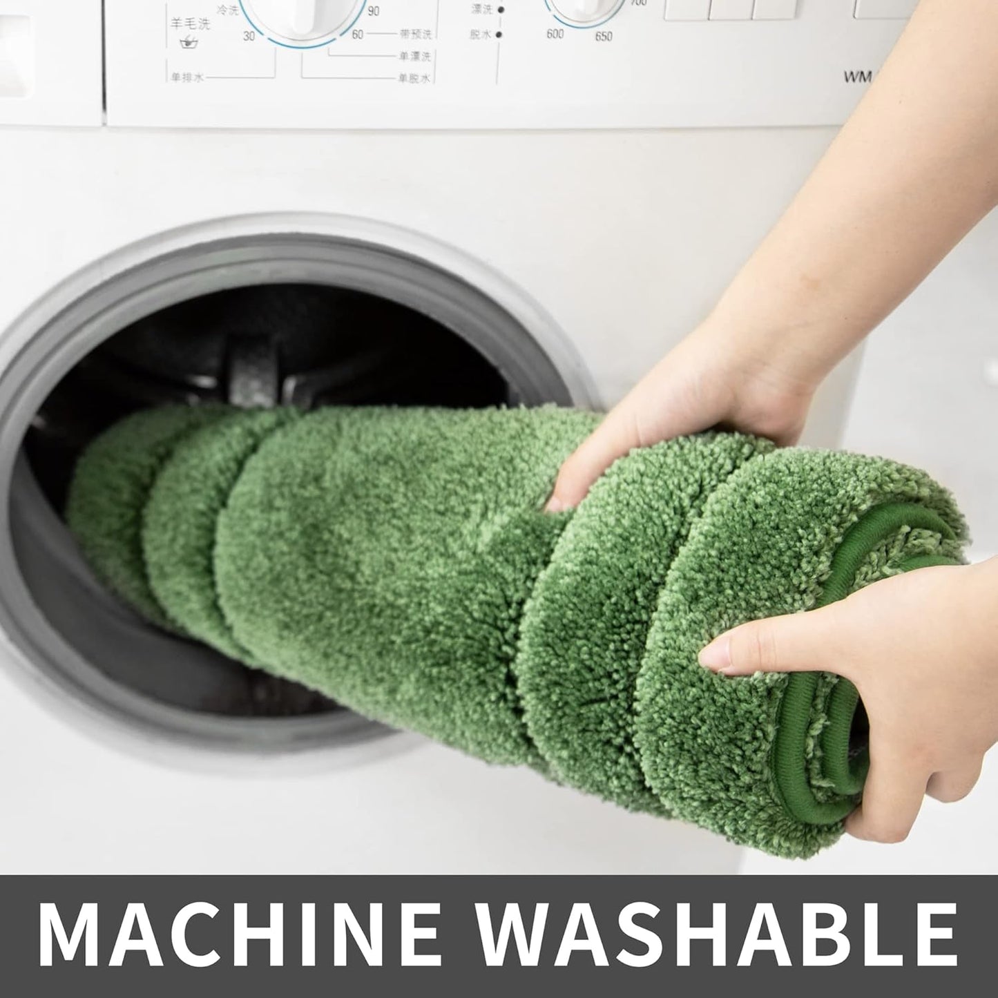 COSY HOMEER Extra Thick Bath Rugs Sets for Bathroom - Anti-Slip Bath Linen Sets Mats Soft 100% Strong Polyester Living Room Bedroom Water Absorbent(Green,20x32+24x48 -Inches)