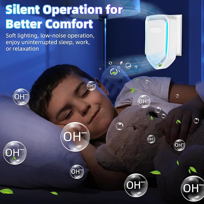 8Pack Air Ionizer Plug In - Negative Ion Air Purifiers, Quiet Air Freshener Portable Cleaner, Home Negative Air Purifier for Home, Bedroom, Office, Odor Reducer Pets, Smoke Smell