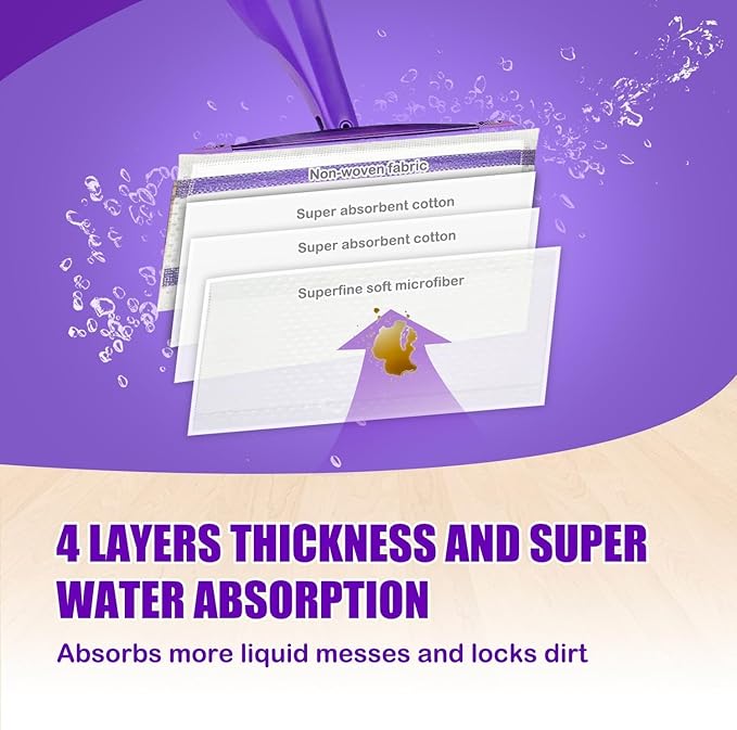 30 Pack Wet Jet Pads for Swiffer Wet Jet Mop - Wet Jet Refills for Multi-Surface Hardwood Floor Cleaning, 4 Layers Thickened Durable | Heavy-Duty Absorbent | Sticky