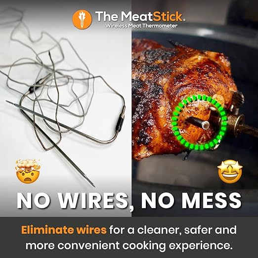 MeatStick 4X WiFi Kit [Unlimited Range] | Quad Sensors Smart Wireless Meat Thermometer with Bluetooth | for Smoking, Grilling, BBQ, Air Fryer, Deep Frying, Oven, Sous Vide, Rotisserie