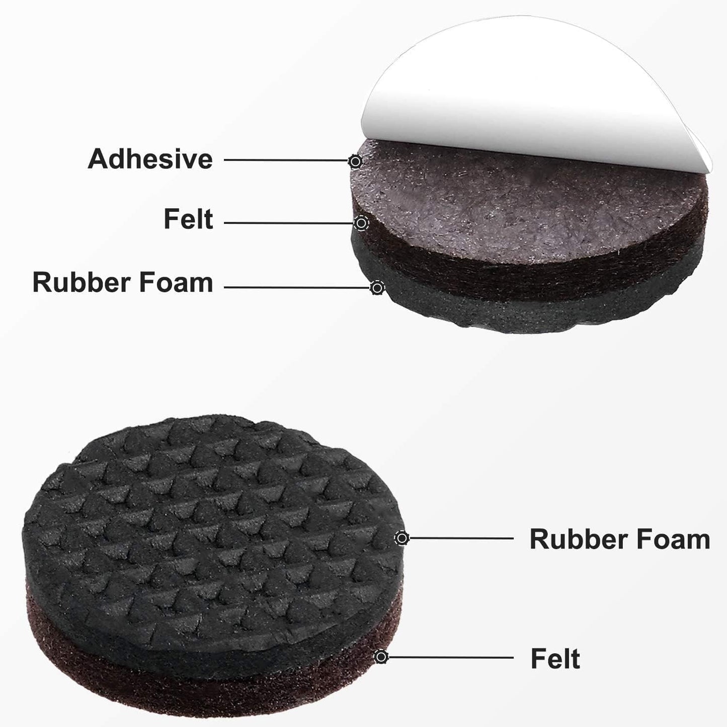 Yelanon Non Slip Furniture Pads – 8pcs 3" Rubber Furniture Pads (4 Round + 4 Square), Anti Slip Furniture Grippers for Hardwood Floors, Floor Protectors to Prevent Sliding & Scratches