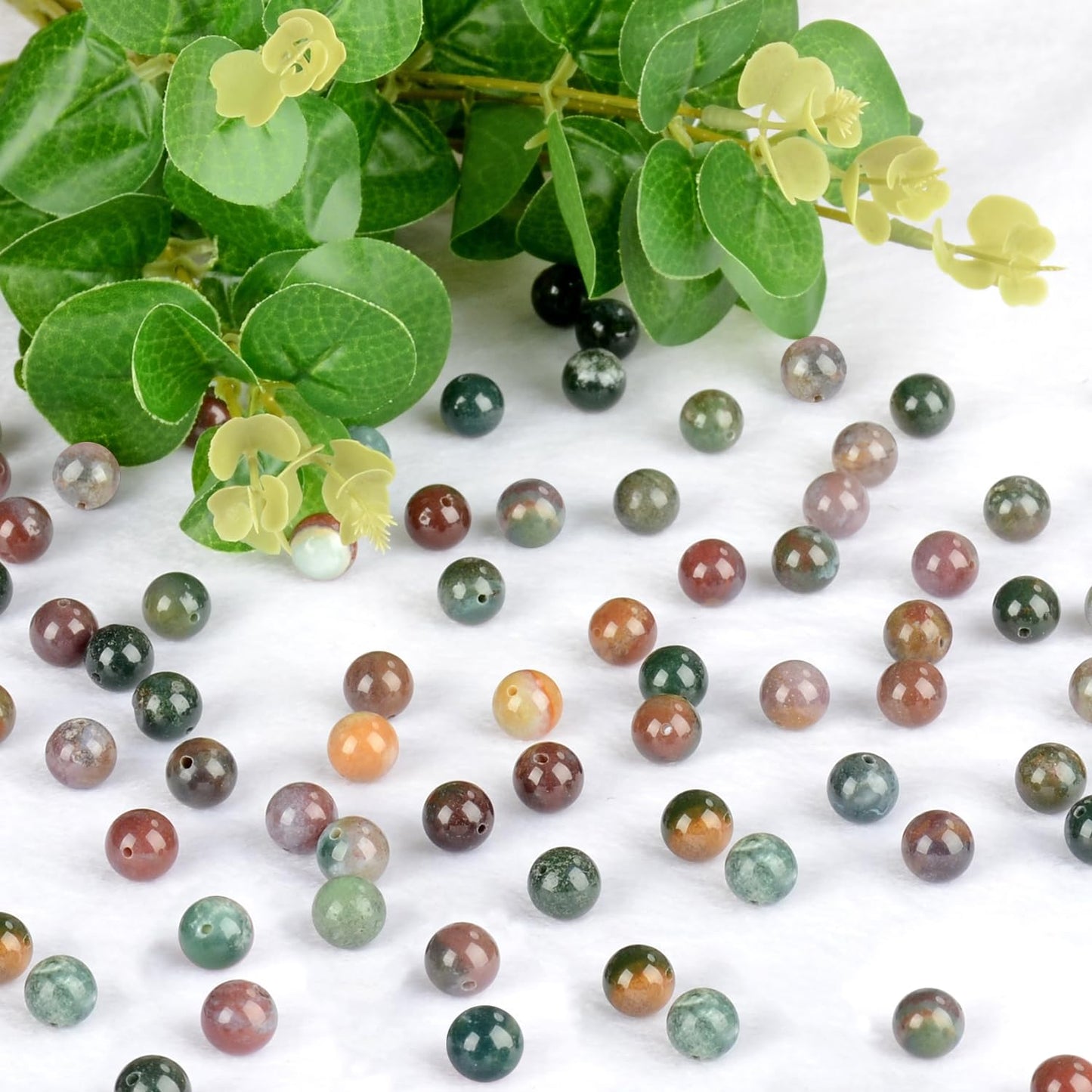 CMBYN 4mm 200pcs Natural Stone Round Beads Indian Agate Genuine Stone Beading Loose Gemstone DIY Charm Smooth Beads for Bracelets Necklaces Earrings Hole Size 1mm (Indian Agate 4mm)