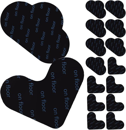 16 Pcs Non Slip Rug Sticker Grippers for Hardwood Floors and Tiles Reusable Washable Carpet Holders with Heart and Cloud Shapes to Keep Area Rugs Flat and Secure