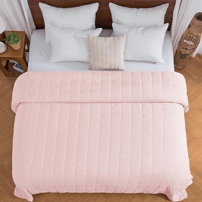 yescool King Size Weighted Blanket for Adults (20 lbs, 80” x 87”, Pink) Cooling Heavy Blanket for Sleeping Perfect for 190-210 lbs, Breathable Blanket for Adults & Couple All Season, Machine Washable