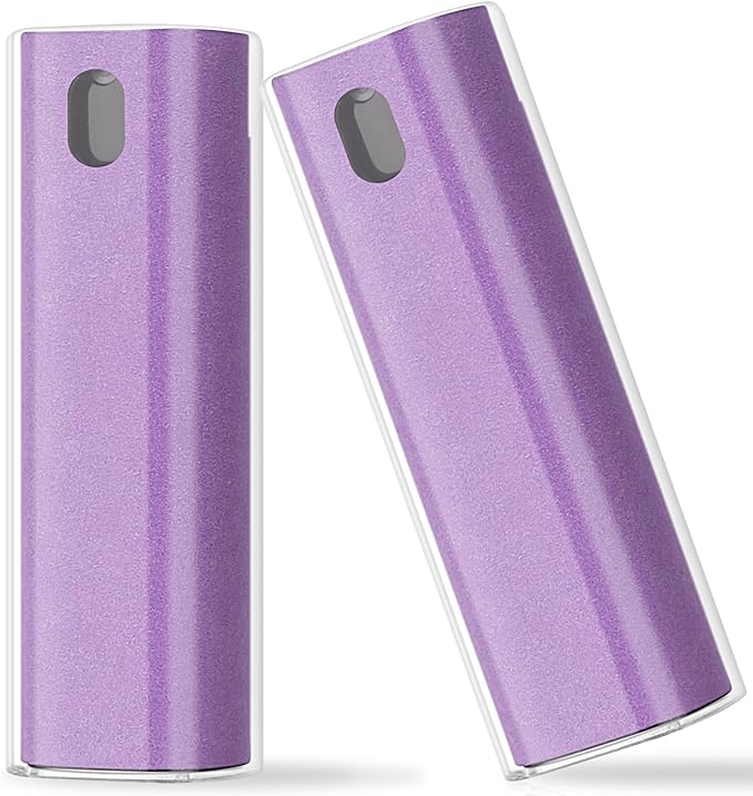 2 Pcs Fingerprint Proof Screen Cleaner,3 in 1Touchscreen Mist Cleaner Spray Wipe Cleaner Fingerprint-Proof Soft Fiber Flannel,Safe for All Phones Glasses Tablet Laptop TV Watch Screens(Purple)
