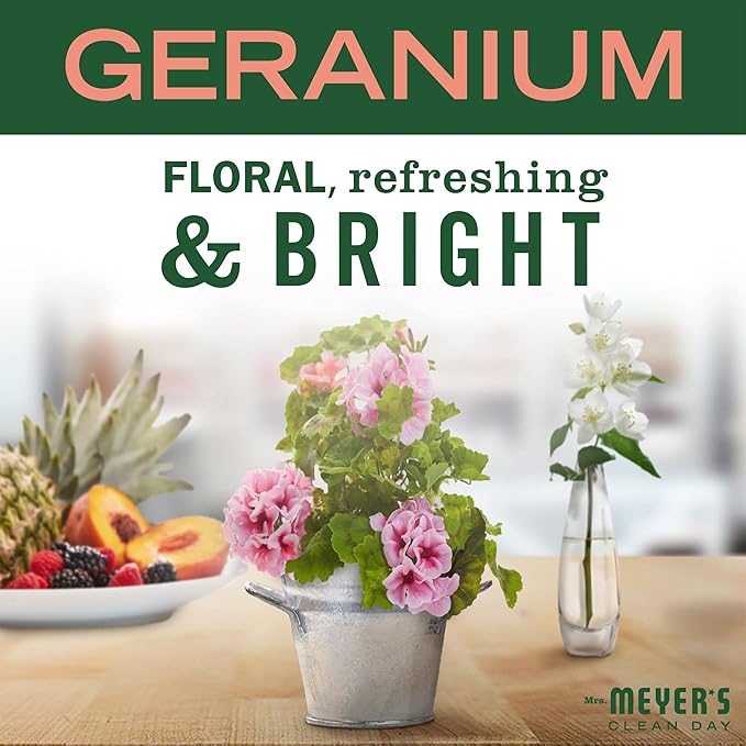 MRS. MEYER'S CLEAN DAY Room and Air Freshener Spray, Non-Aerosol Spray Bottle Infused with Essential Oils, Geranium, 8 Fl. Oz