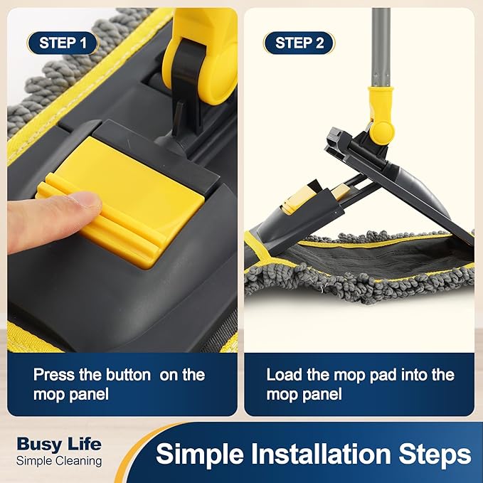 Yocada Dust Mop for Floor Cleaning with 2 Different Mop Pads Wet & Dry for Hardwood Ceramic Marble Tile Laminate Home Kitchen 51in Long
