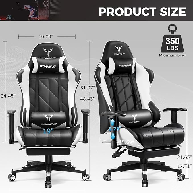 EXRACING Gaming Chair with 3D Adjustable Armrests, Cow Print Design, Ergonomic Office Chair with High Back, Computer Chair with Footrest,Comfy Diamond Stitching Sest, Game Chair for Adults