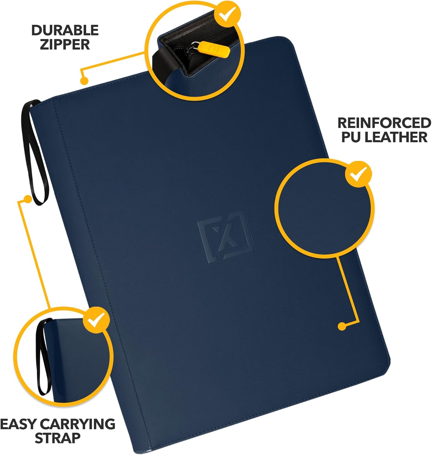 X PRO 1000+ Card Binder - Comes with 200 Card Sleeves | Compatible with TCG, Sports, MTG & More - Ringless Trading Card Binder | 1000 Pockets | TCG Binder (Midnight Blue)