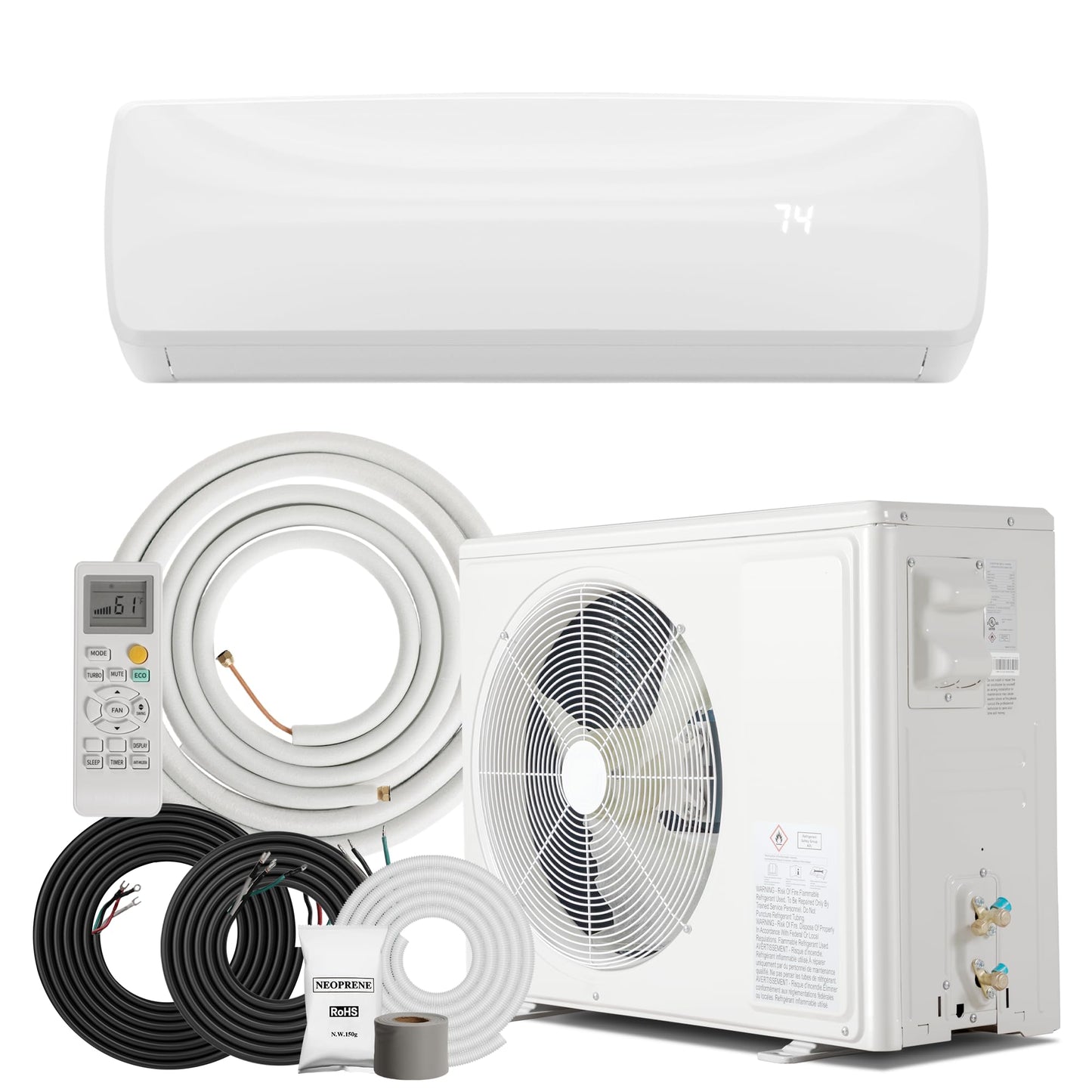 Manastin 18000BTU Mini Split Air Conditioner & Heater with Inverter, 19 SEER2 ???????? Energy Saving AC Unit Cools Rooms up to 1