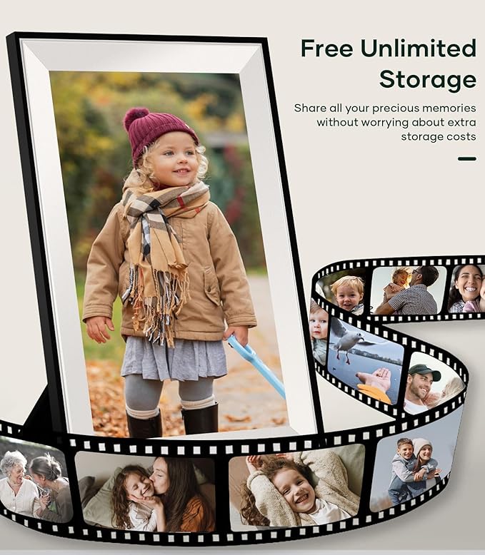 Cozyla Digital Photo Frame WiFi Smart Digital Picture Frame Battery Powered Unlimited Storage Send Photo w/Family via App Email Google Photos Instagram Web Browser Photo Frame Electronic 10.1 Inch Mat