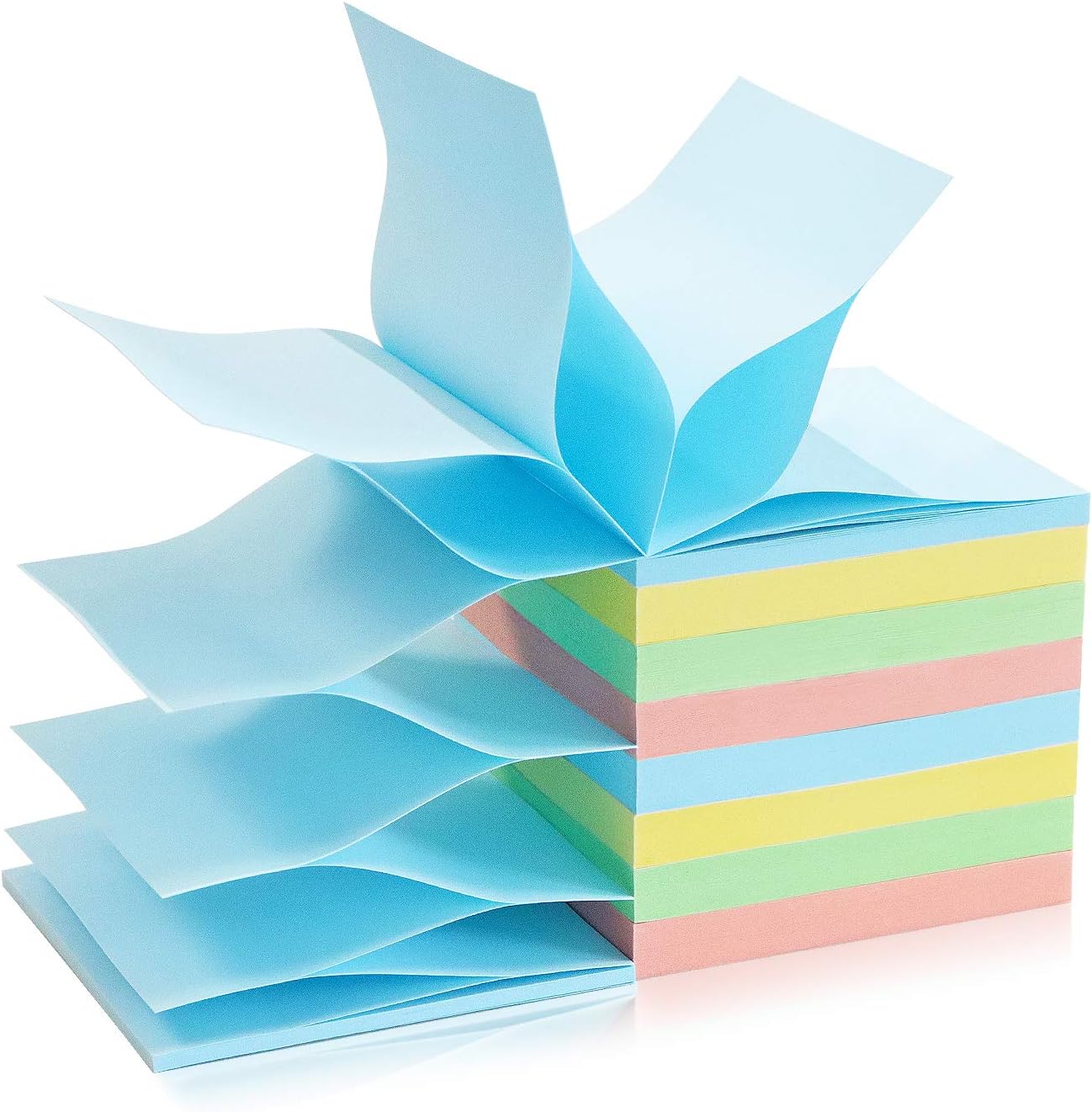 Phthdoty 8 Pads Pop Up Sticky Notes 3x3 Refills Pastel Colors Self-Stick Notes Pads Super Adhesive Sticky Notes Great Value Pack