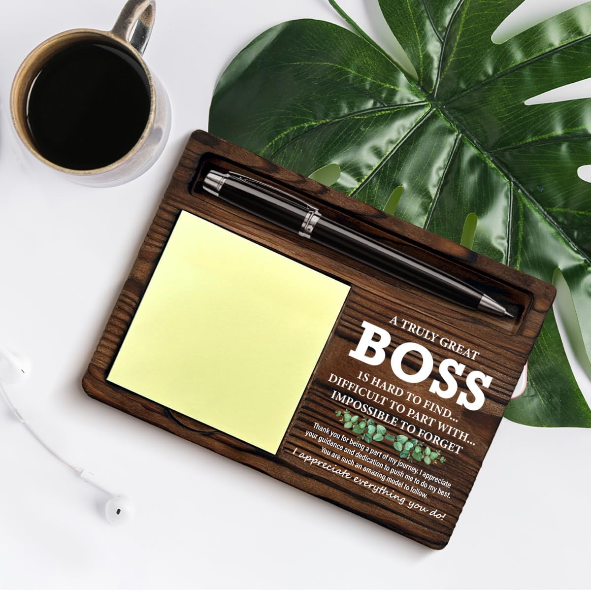 Best Boss Gifts for Men, Thank You Appreciation Gifts for Boss Sticky Note Holder Office Decor Bosses Day Gift Ideas