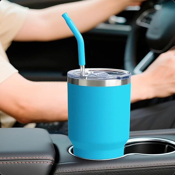 Metal Straws with Silicone Tip for 30 oz YETI Tumbler, 4 Pcs Reusable Stainless Steel Straws for 30 oz 35 oz YETI Cup(Color 4)