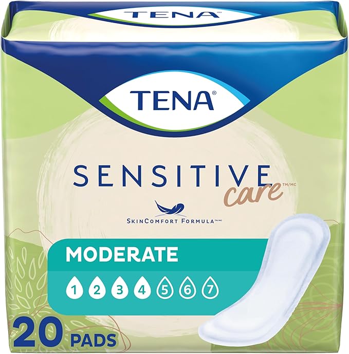 Tena Sensitive Moderate Bladder Control Pads, Incontinence, Moderate Absorbency, 20 Count, 1 Pack