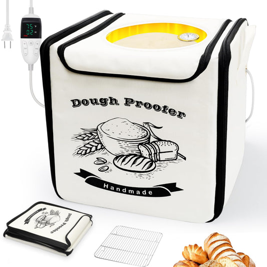 Homelove Folding Bread Proofing Box - Dough Proofer with 65-125℉ Temp Control & 25-Timer, Sourdough Starter Warmer with Metal Rack & Humidity Meter for Sourdough, Bread Baking, Pizza, Yogurt, Kombucha