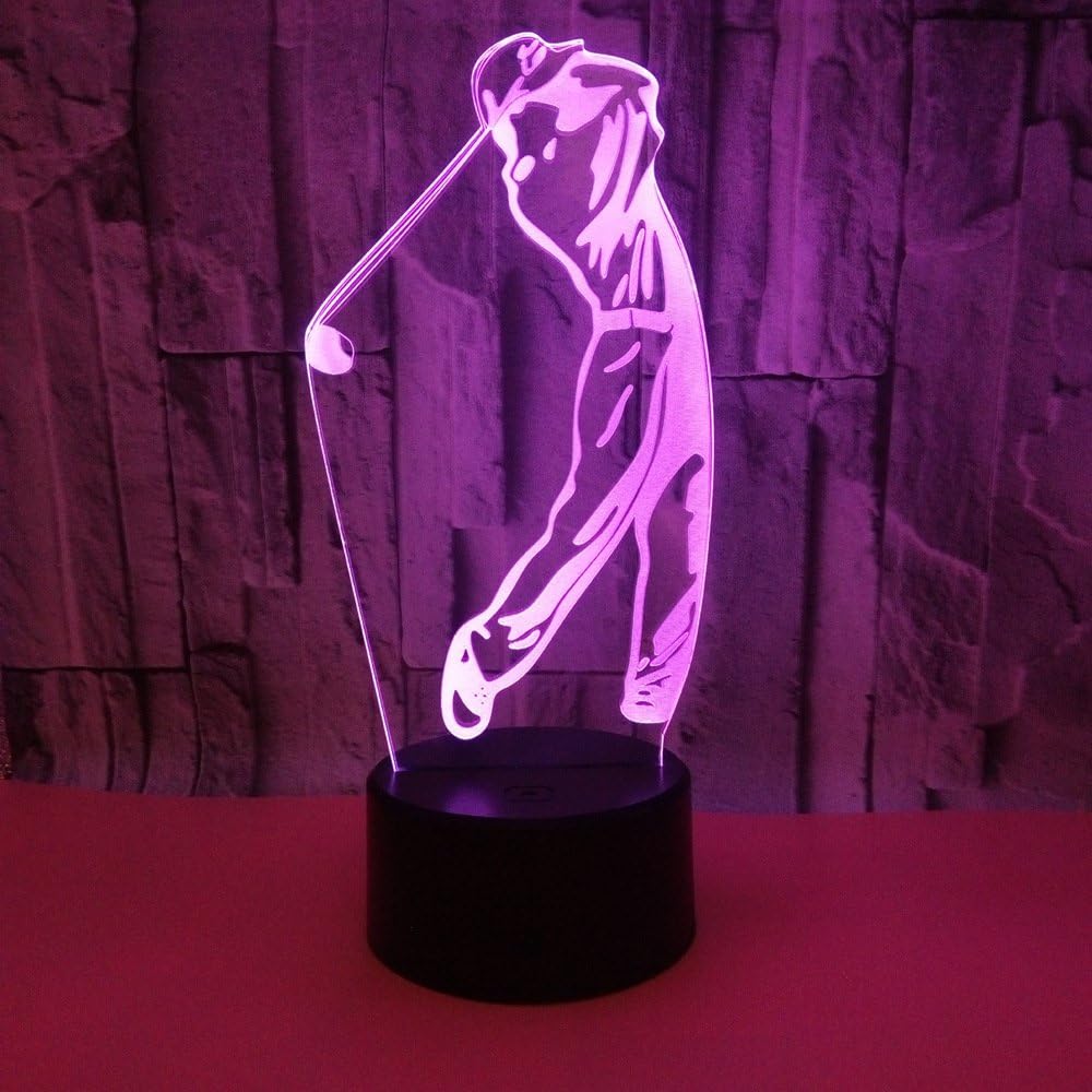 WMH 3D Golf Desk Lamp 7 Colors Changing Touch Switch LED Night Light with USB Powered for Home/Office Decorations/Gifts