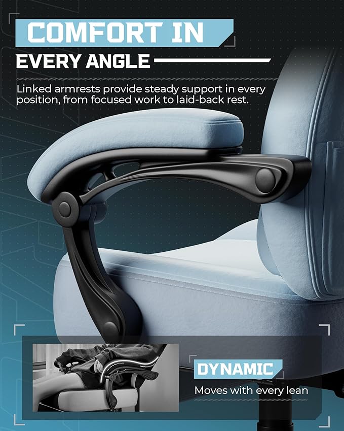 GTPLAYER Gaming Chair, Computer Chair with Footrest and Lumbar Support for Adults, 360°-Swivel Big & Tall Reclining Seat for Office or Gaming (Blue)