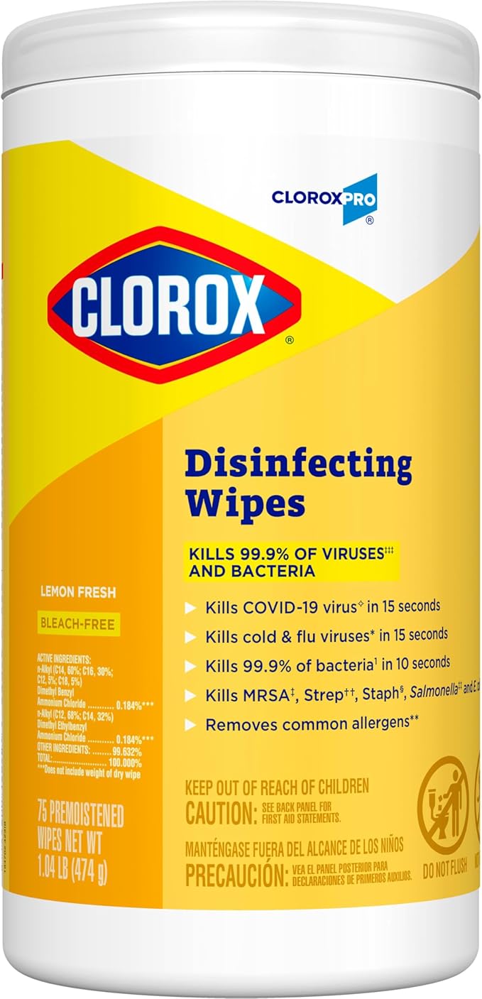 CloroxPro Clorox Disinfecting Wipes, Lemon Fresh, 75 Count (Package May Vary)