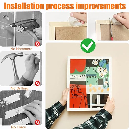 16.5FT Double Sided Tape Heavy Duty, Extra Large Strong Nano Double Stick Mounting Tape, Removable Clear Adhesive Tape for Home, Office, Car, Outdoor Use, Picture Hanging, Poster, Rug Fixing Strips