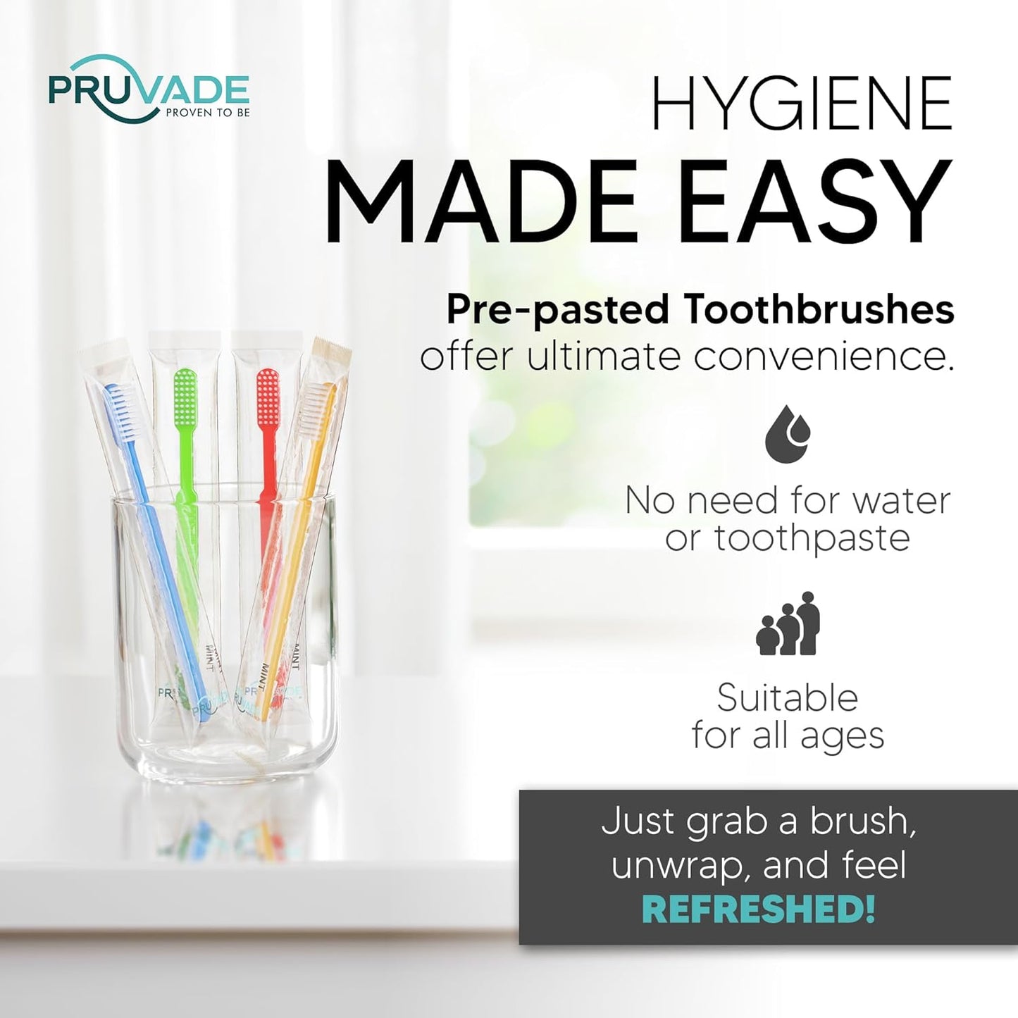 12 Pack Disposable Toothbrushes with Toothpaste, Built in - Prepasted Toothbrushes Individually Wrapped |Single Use Waterless Tooth Brush with Soft Bristles for Airbnb, Hotel, Camping, Travel