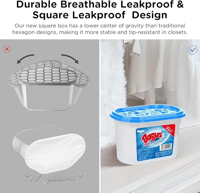 Moisture absorbers Boxes (8 Pack) - 10.5 Oz, Dehumidification Box, Moisture Absorber for Closet, Bathroom, Storage, Kitchens, Basement, Laundries, Spaces, Studies, Car, Boats, RVs, Boat.