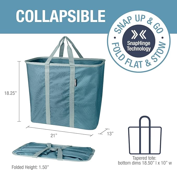 CleverMade Collapsible Laundry Caddy - Teal 2-Pack 64L - Foldable Storage Organization Container for Clothes Laundry Room Storage Solution