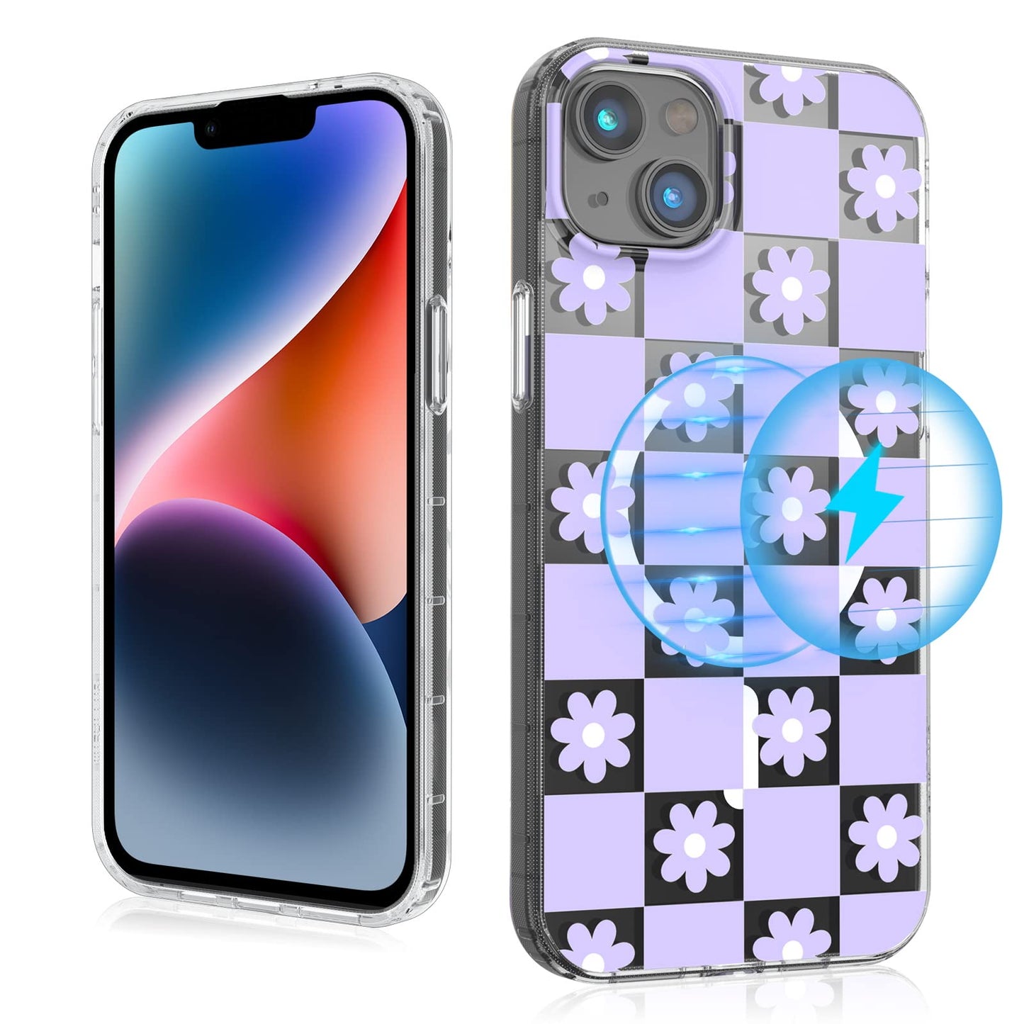 Mybat Pro Magnetic Slim Clear Case For Iphone 14 Plus Case 6.7, Compatible With Magsafe, Cute Crystal Mood Series For Women Girl