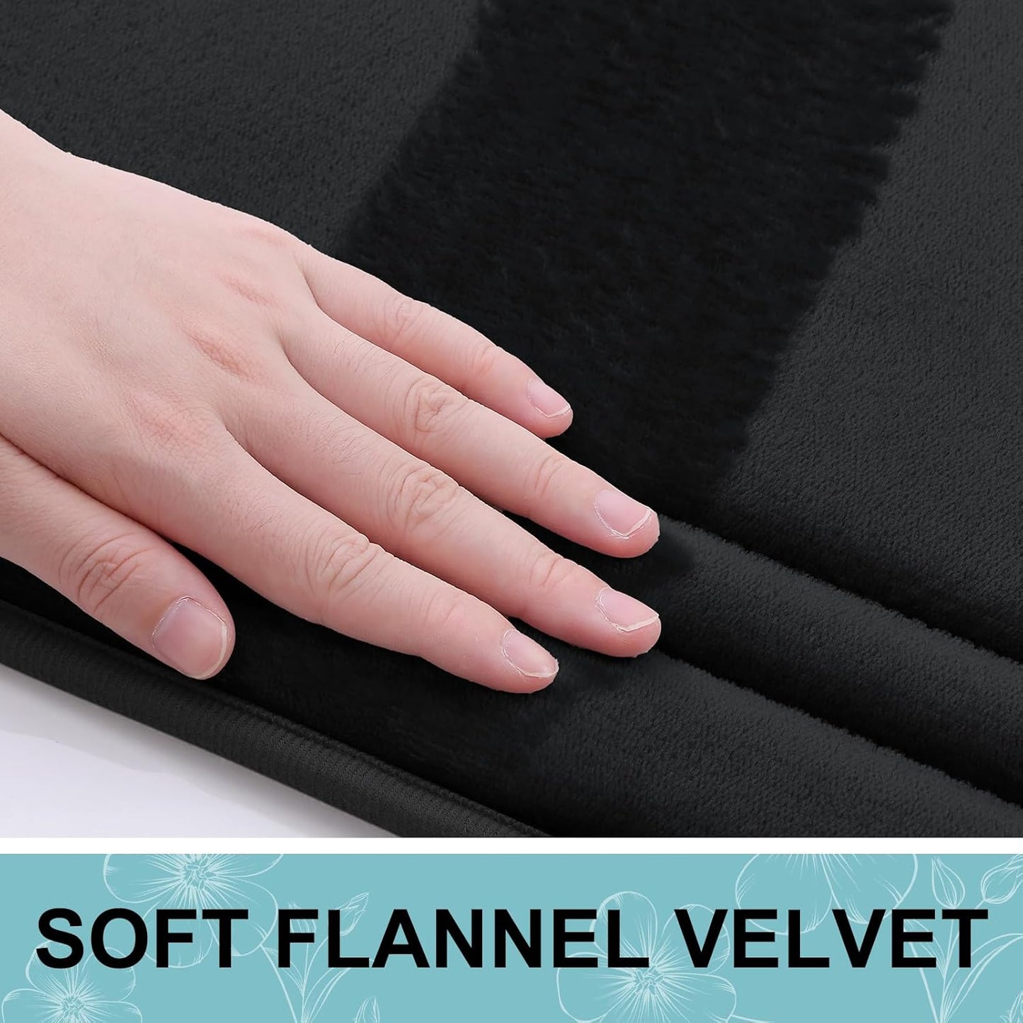 Grandaily Memory Foam Bath Mat Rug 47x24, Ultra Soft, Non-Slip and Absorbent Bathroom Rugs, Machine Wash Dry, Comfortable Bath Carpet for Bathroom Floor, Tub and Shower, Black