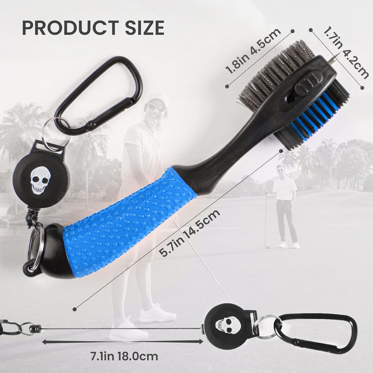FINGER TEN Retractable Golf Club Cleaner Brush with Magnetic Clip, Durable Nylon Groove Scrub Iron Sharpener Compact Design, Portable Wire Tool for Golf Club Ball Bag Cleaning