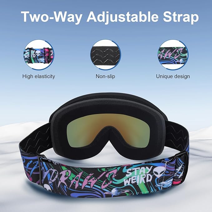 OTG Kids Ski Goggles Kids Snowboard Goggles for Boys Girls Toddler Youth Kid Snow Goggles Anti-Fog UV400 Protection