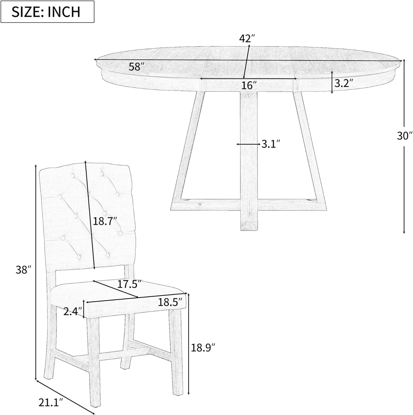 Ball & Cast 5 Piece Dining Table Set with 4 Upholstered Chairs,Living Room Furniture W/ 42" Table,Tabletop Can be Adjusted from Round to Oval in Shape,for Restaurant,Home Bistro,Walnut