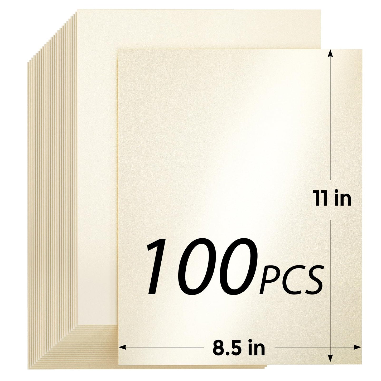CreGear 100 Sheets Cream Shimmer Cardstock Printer Paper 8.5 x 11, 78lb/210gsm Glossy Card Stock, Premium Pearl Cardstock, Double Side Pearlescent Paper for DIY Craft, Christmas Card Making,Invitation
