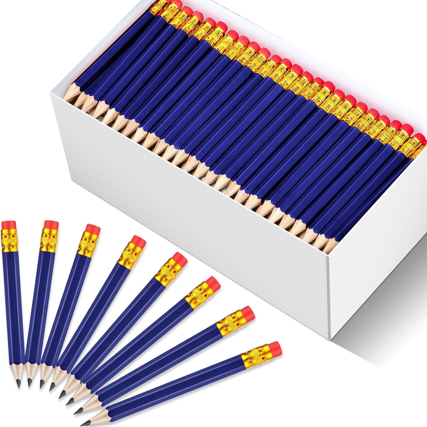 Chivao 288 Pieces Golf Mini Pencils Bulk with Eraser #2 HB Golf Short Pre Sharpened Pencils for Party Favors Office Supplies 4 Inch(Navy Blue)