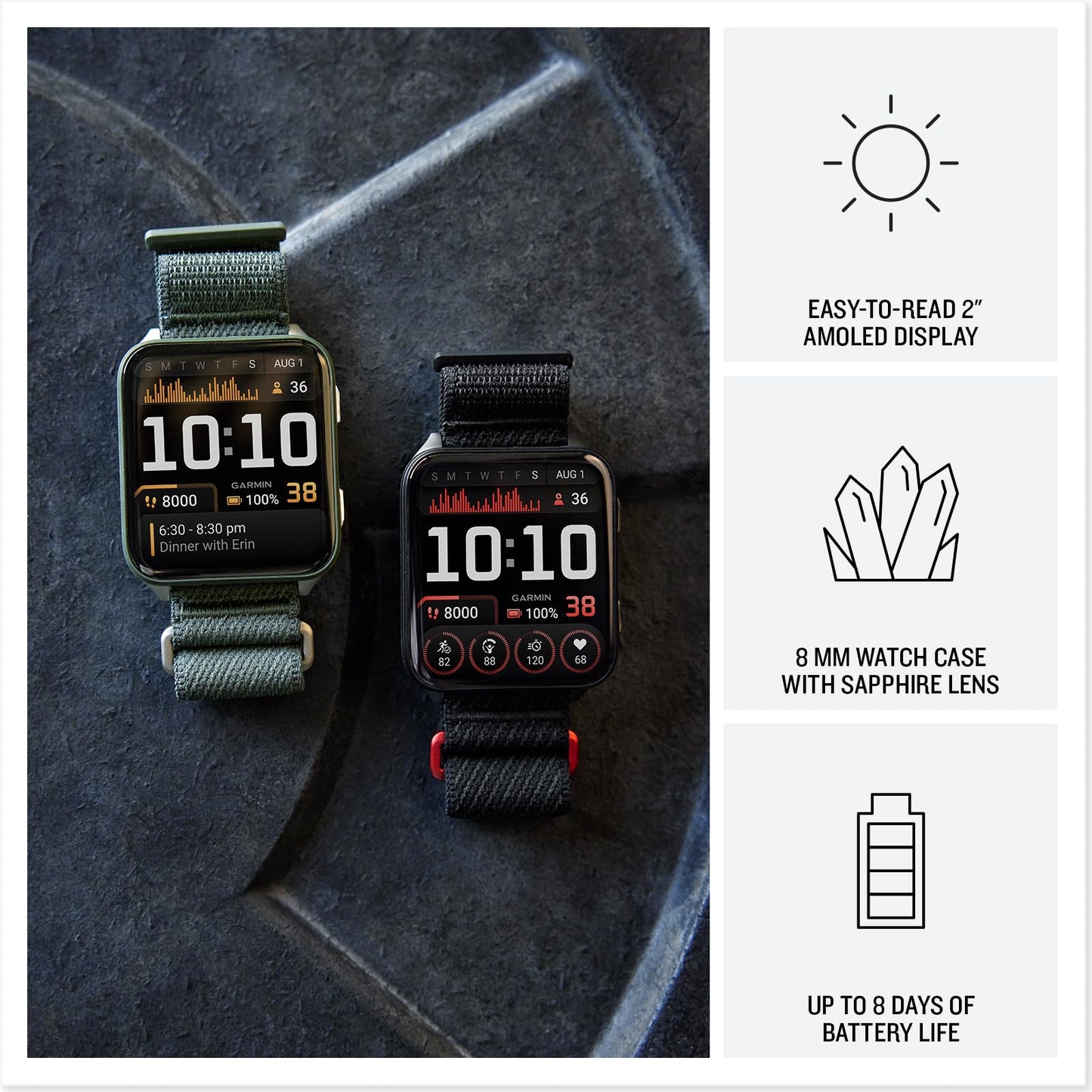 Playbetter Garmin Venu X1 (Black/Slate Titanium) Fitness Gps Smartwatch Bundle - 2 Thin & Lightweight Amoled Display, Advanced H
