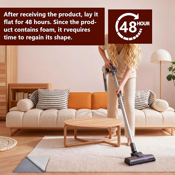 Non Slip Rug Pad Gripper, 9 x 12 Ft Extra Thick Foam Under Area Rug Carpet Pads for Any Hard Surface Floors, Keep Your Carpets Safe and in Place, Prevent Rug from Wrinkling or Buckling