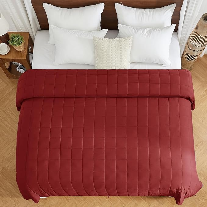 King Size Weighted Blanket for Adults (25 lbs, 80” x 87”, Red) Cooling Heavy Blanket for Sleeping Perfect for 240-260 lbs, Breathable Blanket for Adults & Couple All Season, Machine Washable
