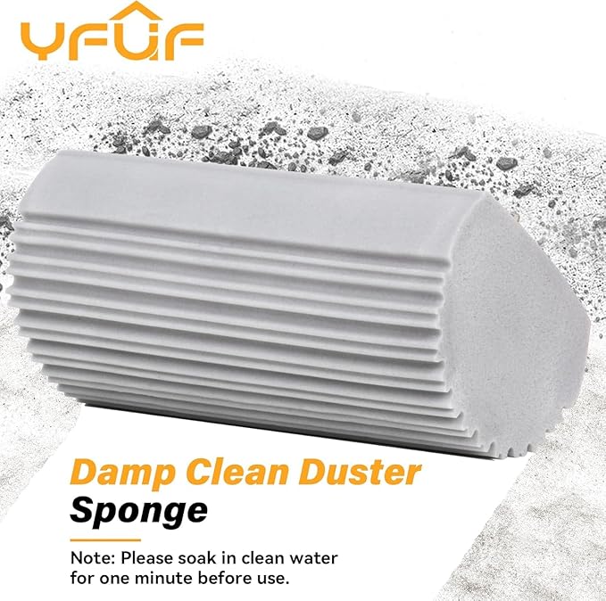 8-Pack Damp Clean Duster Sponge, Magic Sponge Eraser Baseboard Cleaner Tool, Dusters for Cleaning Blinds, Glass, Vents, Railings, Mirrors,Window Track Grooves and Faucets
