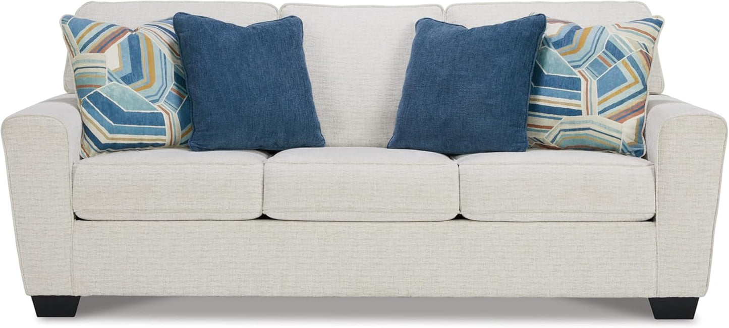 Signature Design by Ashley Cashton Casual 2-in-1 Sofa Sleeper with Folding Gel Memory Foam Mattress, Queen, White