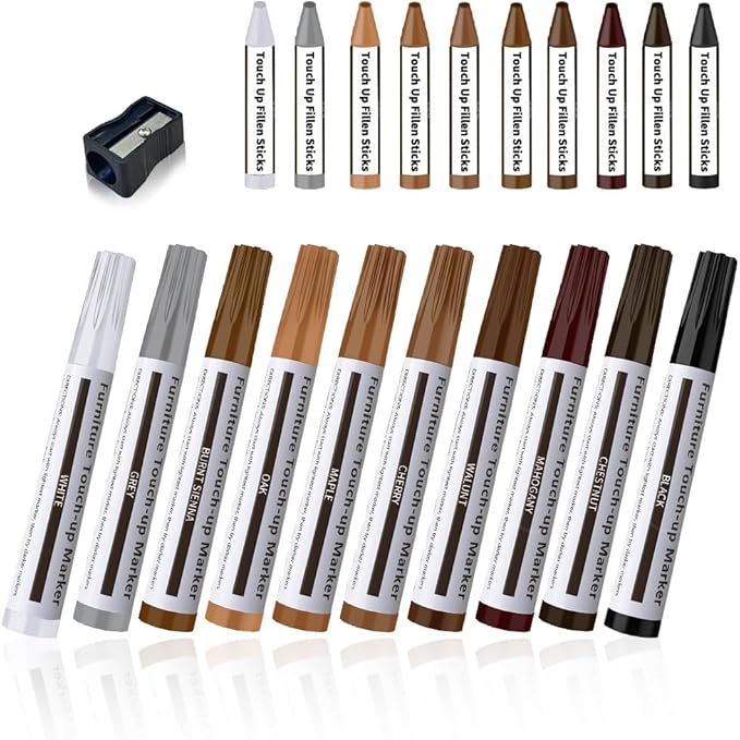 Repair Pen Wooden Furniture Floor Scratch Repair Markers and Wax Sticks Set of 21 for Stains, Scratches, Wood Floors, Tables, Desks, Carpenters, Bedposts, Touch Ups, and Cover Ups