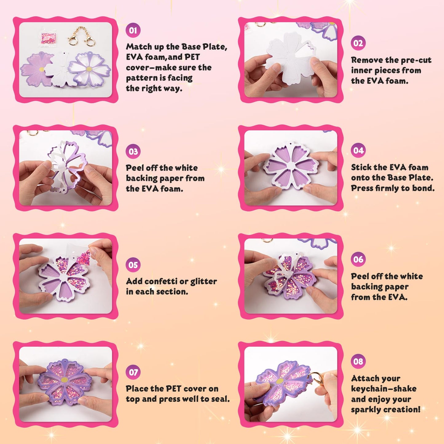 Shake-its Glitter Craft Kits, DIY Art Kit for Kids - Fun Shake Art Supplies, Creative Arts and Crafts Activity Gifts for Girls & Boys Ages 4 5 6 7 8 9 (Flowers & Butterflies)