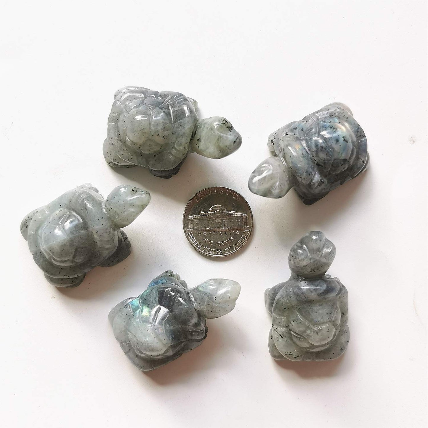 Gemgogo 2 Pcs White Moonstone Crystals and Healing Stones Tortoise, 1.5 Inches Reiki Pocket Gemstone Figurines Room Decor Gemstone